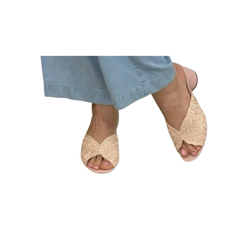 Sam Edelman Sareen Natural Woven Raffia Open-Toe Block Heeled Mule Sandals 7.5 - Picture 12 of 12